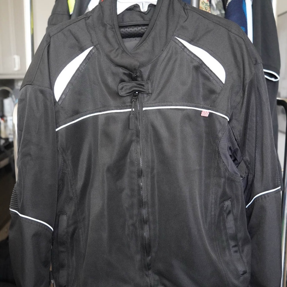Noru Black and White Men's Motorcycle Padded Mesh Jacket